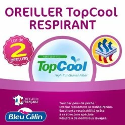 BLEUCALIN Lot 2 Oreillers Médium Anti-transpiration TOPCOOL
