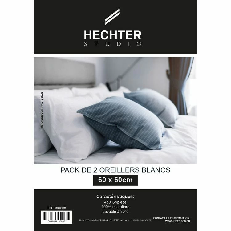 HECHTER STUDIO Lot De 2 Oreillers Confort Moelleux En Microfibre 450gm 4 HECHTER STUDIO Lot De 2 Oreillers Confort Moelleux En Microfibre 450gm – Image 2