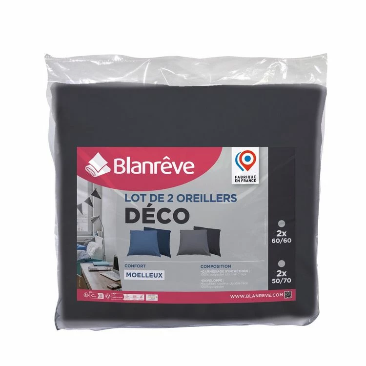 BLANREVE Oreiller Confort Moelleux Bicolore En Microfibre DÉCO 4 BLANREVE Oreiller Confort Moelleux Bicolore En Microfibre DÉCO – Image 2