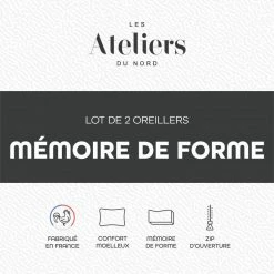 ATELIERS DU NORD Lot De 2 Oreillers Mémoire De Forme - -Auchan Boutique B2CD 6766