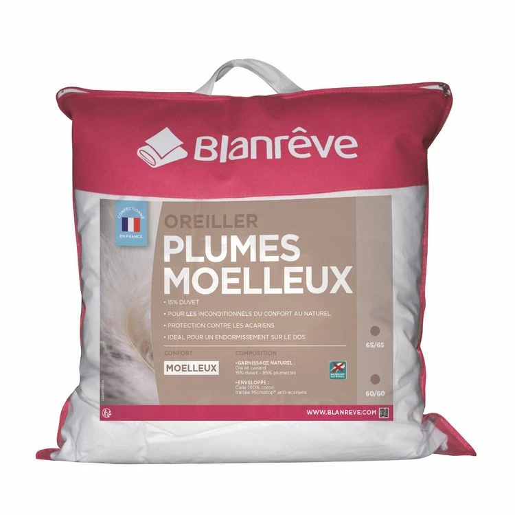BLANREVE Oreiller Duvet Et Plumettes Oie Et Canard Moelleux Anti-acariens 3 BLANREVE Oreiller Duvet Et Plumettes Oie Et Canard Moelleux Anti-acariens