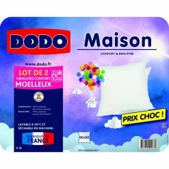DODO Lot De 2 Oreillers Moelleux En Polyester 500g/m2 MAISON -Auchan Boutique B2CD 6796
