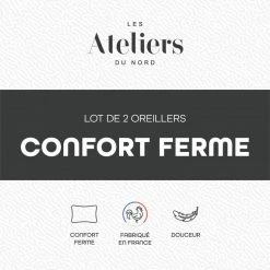 ATELIERS DU NORD Lot De 2 Oreillers Confort Ferme - 9 ATELIERS DU NORD Lot De 2 Oreillers Confort Ferme - -Auchan Boutique B2CD 6809