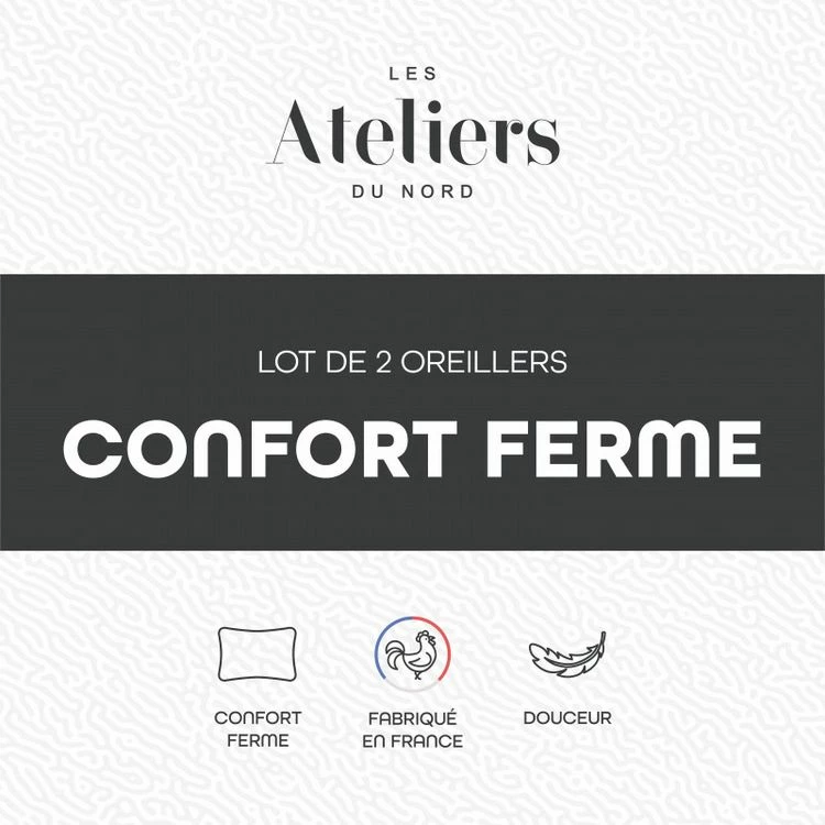 ATELIERS DU NORD Lot De 2 Oreillers Confort Ferme - 6 ATELIERS DU NORD Lot De 2 Oreillers Confort Ferme - – Image 4