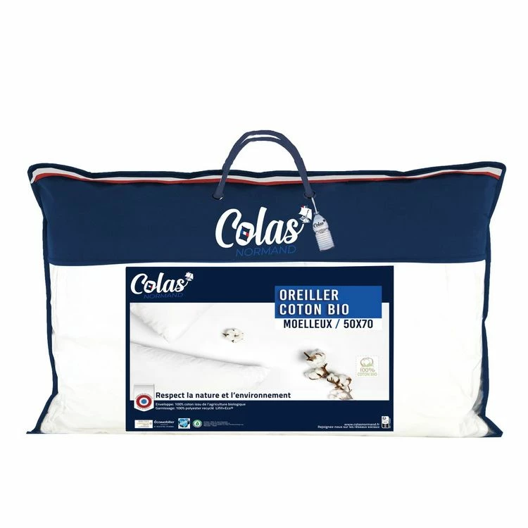 COLAS NORMAND Oreiller Confort Moelleux En Coton Bio 3 COLAS NORMAND Oreiller Confort Moelleux En Coton Bio