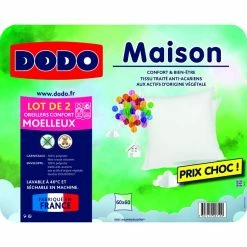 DODO Lot De 2 Oreillers Moelleux En Polyester Anti-Acariens 500gm/2 MAISON 7 DODO Lot De 2 Oreillers Moelleux En Polyester Anti-Acariens 500gm/2 MAISON -Auchan Boutique B2CD 6872