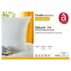 ACTUEL Oreiller Moelleux Naturel En Percale De Coton CANARD NEUF DE France -Auchan Boutique B2CD 6898