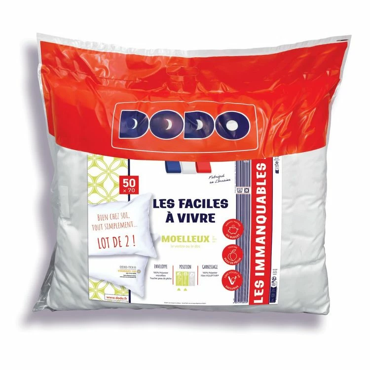 DODO Lot De 2 Oreillers Confort Moelleux En Microfibre Toucher Peau De Pêche LES FACILES A VIVRES 3 DODO Lot De 2 Oreillers Confort Moelleux En Microfibre Toucher Peau De Pêche LES FACILES A VIVRES
