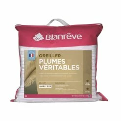 BLANREVE Lot De 2 Oreillers Moelleux En Plumes NATUREL