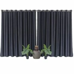 TOILINUX Lot De 2 Grands Rideaux Unis Occultants Avec œillets - 300 X 240 Cm - Noir