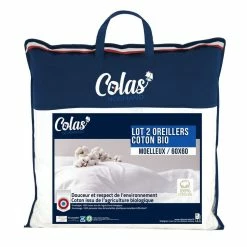 COLAS NORMAND Lot De 2 Oreillers Confort Moelleux En Coton Bio 550 G/m²