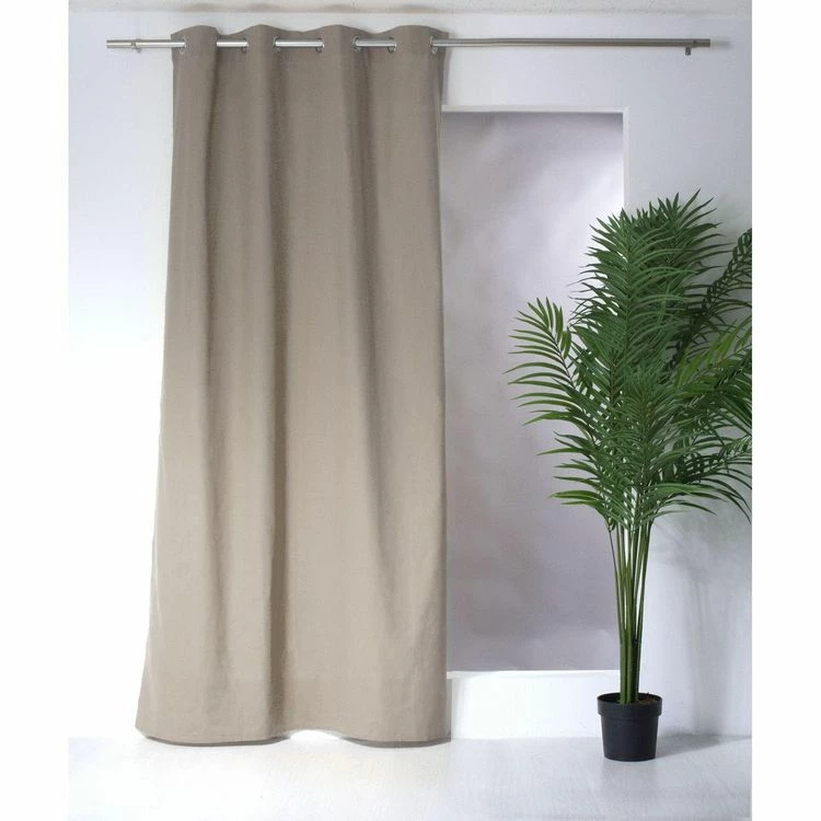 TOILINUX Lot De 2 Rideaux Unis Effet Bachette 8 œillets - 135 X 240 Cm - Taupe 5 TOILINUX Lot De 2 Rideaux Unis Effet Bachette 8 œillets - 135 X 240 Cm - Taupe – Image 3
