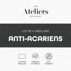 ATELIERS DU NORD Lot De 4 Oreillers Anti-acariens - 9 ATELIERS DU NORD Lot De 4 Oreillers Anti-acariens - -Auchan Boutique B2CD 7115