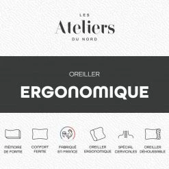 ATELIERS DU NORD Oreiller Ergonomique - 6 ATELIERS DU NORD Oreiller Ergonomique - -Auchan Boutique B2CD 7118