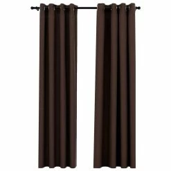 VIDAXL Rideaux Occultants Aspect Lin Avec œillets 2pcs Taupe 140x245cm -Auchan Boutique B2CD 720