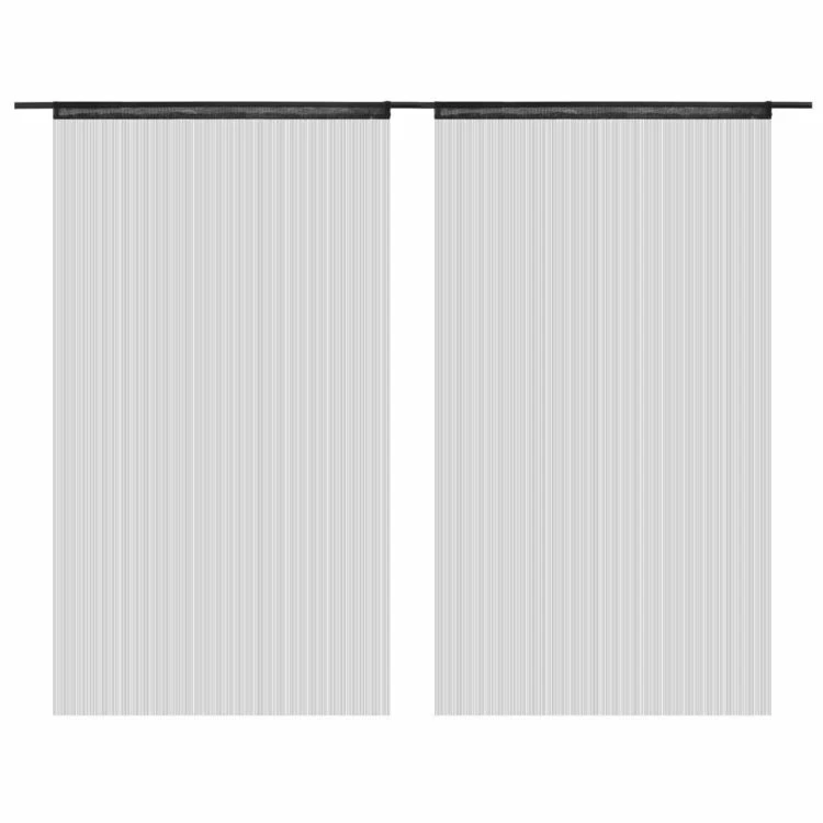 VIDAXL Rideau En Fils 2 Pcs 100 X 250 Cm Noir 4 VIDAXL Rideau En Fils 2 Pcs 100 X 250 Cm Noir – Image 2