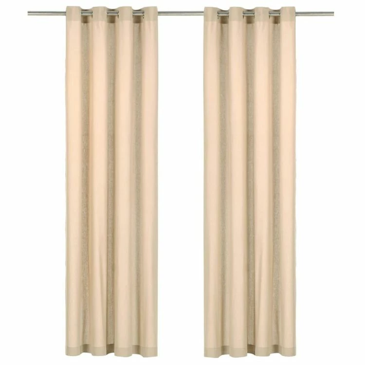 VIDAXL Rideaux Avec Anneaux En Metal 2 Pcs Coton 140x245 Cm Beige 3 VIDAXL Rideaux Avec Anneaux En Metal 2 Pcs Coton 140x245 Cm Beige