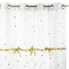 ATMOSPHERA Rideau Demoiselle Blanc à Pois Et Nœuds Dorés - H. 260 Cm