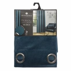 ATMOSPHERA Rideau De Salon Occultant 8 œillets Modèle Otto - 140 X 260 Cm - Bleu Canard -Auchan Boutique B2CD 762