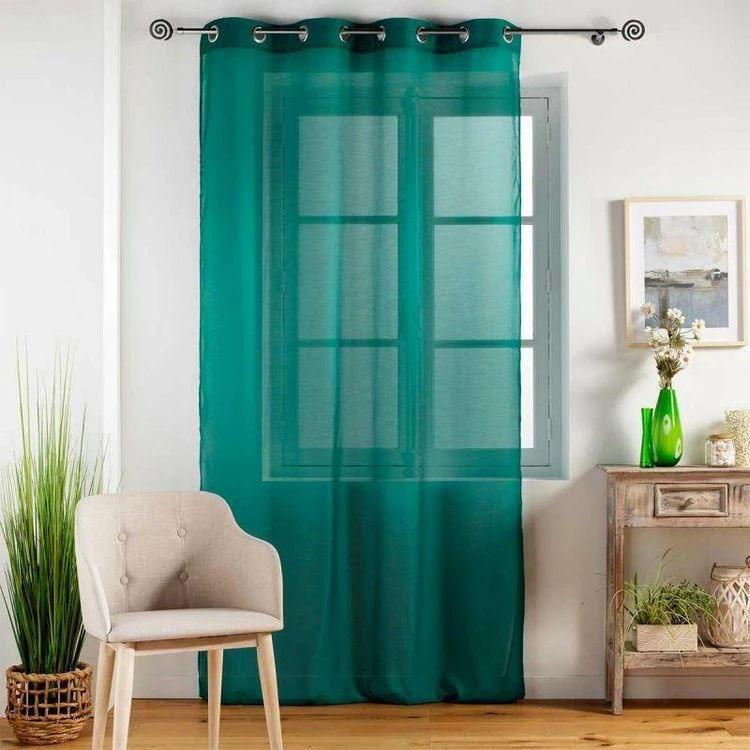 Paris Prix Rideau à Oeillets Etamina 140x280cm Émeraude 5 Paris Prix Rideau à Oeillets Etamina 140x280cm Émeraude – Image 3