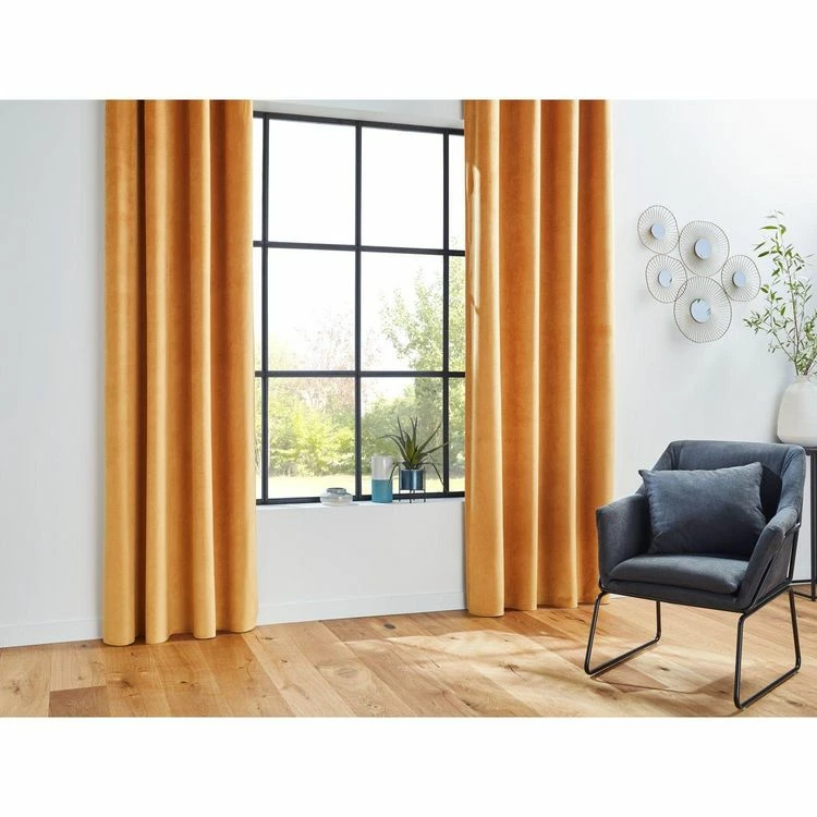 TOILINUX Lot De 2 Rideaux De Salon Occultants 8 œillets Modèle Otto - 140 X 260 Cm - Ocre 4 TOILINUX Lot De 2 Rideaux De Salon Occultants 8 œillets Modèle Otto - 140 X 260 Cm - Ocre – Image 2