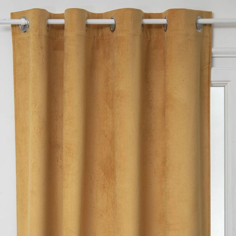TOILINUX Lot De 2 Rideaux De Salon Occultants 8 œillets Modèle Otto - 140 X 260 Cm - Ocre 6 TOILINUX Lot De 2 Rideaux De Salon Occultants 8 œillets Modèle Otto - 140 X 260 Cm - Ocre – Image 4