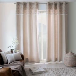 No Name Rideau à œillets 140x240 Rosa Naturel Coton -Auchan Boutique B2CD 81