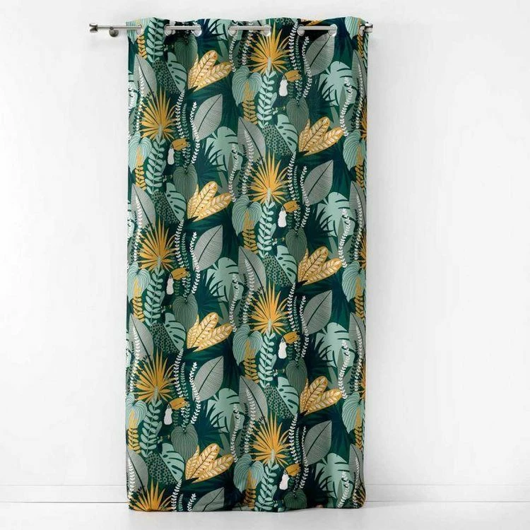 Paris Prix Rideau à Œillets Imprimé Brazilia 140x280cm Vert 3 Paris Prix Rideau à Œillets Imprimé Brazilia 140x280cm Vert