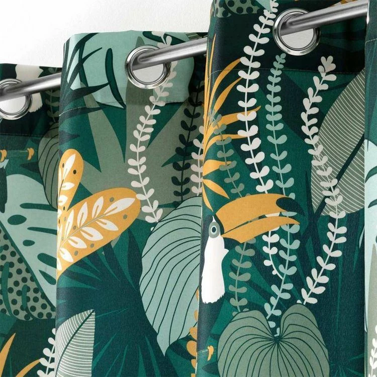 Paris Prix Rideau à Œillets Imprimé Brazilia 140x280cm Vert 4 Paris Prix Rideau à Œillets Imprimé Brazilia 140x280cm Vert – Image 2
