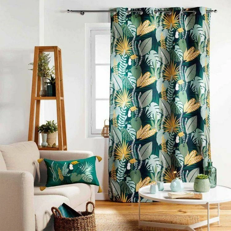 Paris Prix Rideau à Œillets Imprimé Brazilia 140x280cm Vert 5 Paris Prix Rideau à Œillets Imprimé Brazilia 140x280cm Vert – Image 3