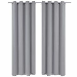VIDAXL Rideau Occultant Avec œillets Metalliques 270 X 245 Cm Gris 8 VIDAXL Rideau Occultant Avec œillets Metalliques 270 X 245 Cm Gris -Auchan Boutique B2CD 879
