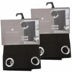 TOILINUX Lot De 2 Rideaux Isolants En Polyester - 140 X 260 Cm - Noir