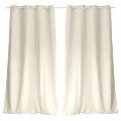 TOILINUX Lot De 2 Rideaux Unis Effet Bachette 8 œillets - 135 X 240 Cm - Ecru