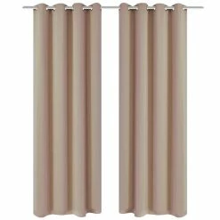 VIDAXL 2 Pcs Rideau Blackout Occultant Creme Avec Ĺ’illets En Metal 135x245cm