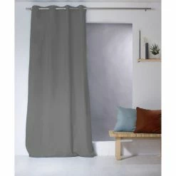 TOILINUX Lot De 2 Rideaux Unis Effet Bachette 8 œillets - 135 X 240 Cm - Gris Anthracite -Auchan Boutique B2CD 956