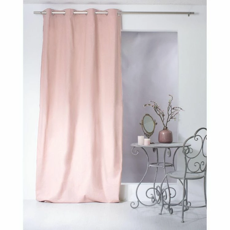 TOILINUX Lot De 2 Rideaux Unis Effet Bachette 8 œillets - 135 X 240 Cm - Rose 4 TOILINUX Lot De 2 Rideaux Unis Effet Bachette 8 œillets - 135 X 240 Cm - Rose – Image 2