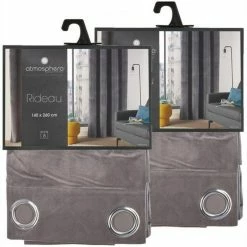 TOILINUX Lot De 2 Rideaux Lilou - 140 X 260 Cm - Gris Foncé