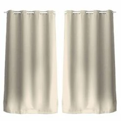 TOILINUX Lot De 2 Rideaux Unis Avec œillets - 140 X 240 Cm - Ecru